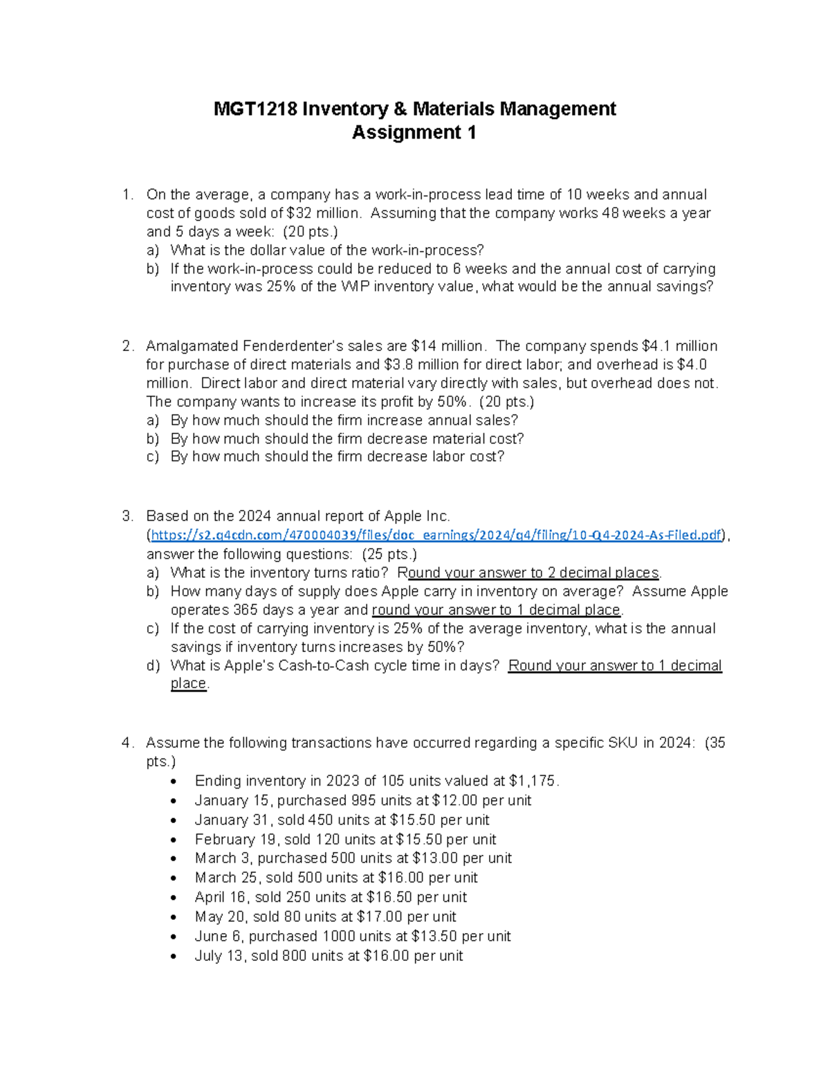 Assignment 1 W25 - I need solve - MGT1218 Inventory & Materials ...