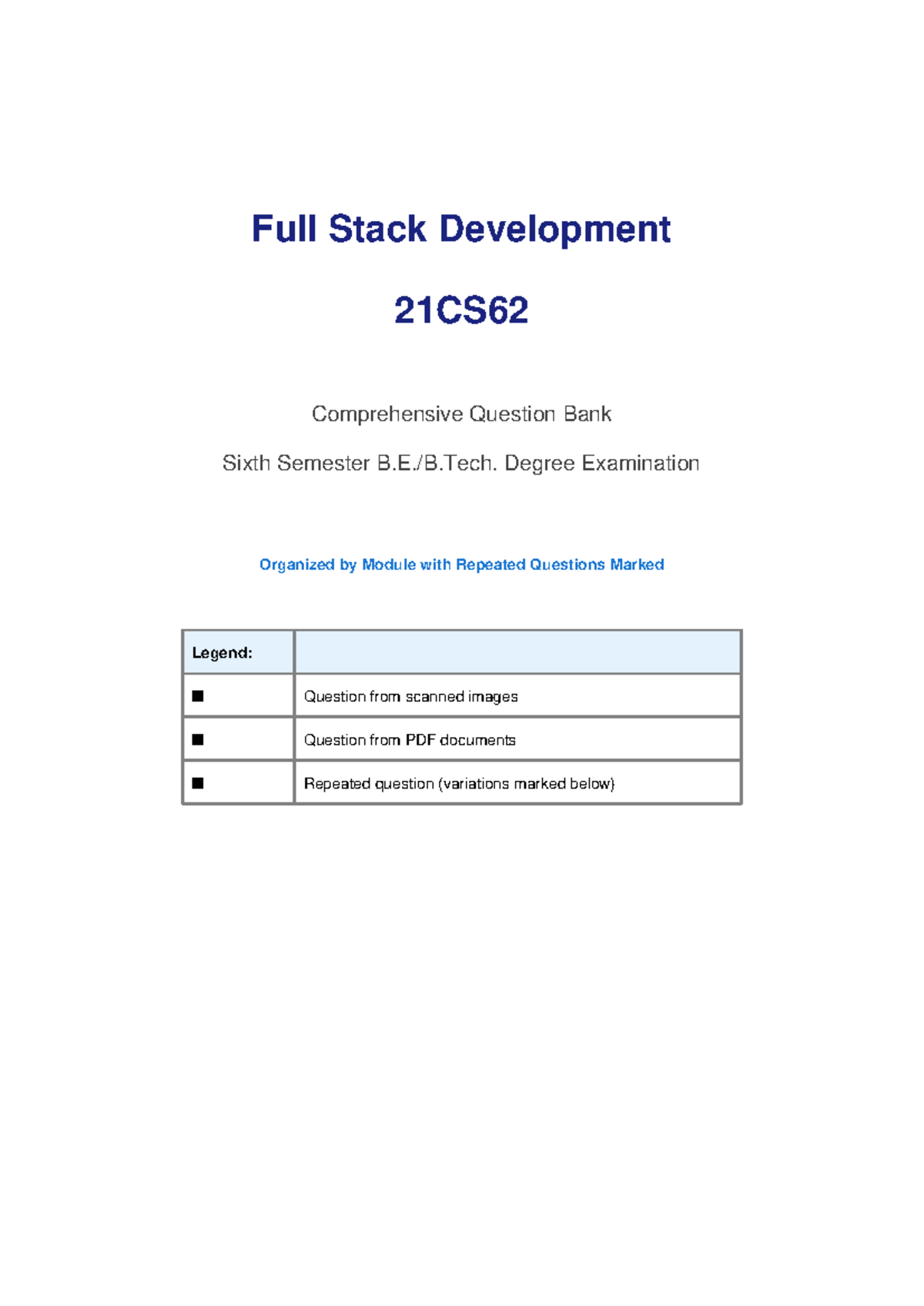Full Stack Development 21CS62 Comprehensive Question Bank for Sixth ...