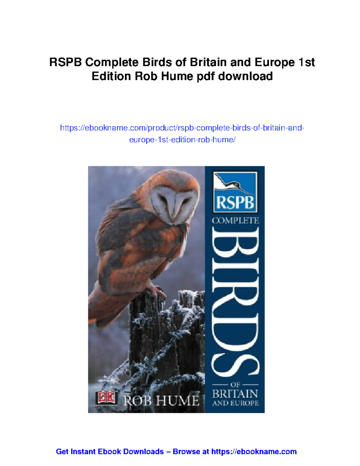 RSPB Complete Birds of Britain & Europe 1st Ed. by Rob Hume PDF Guide ...