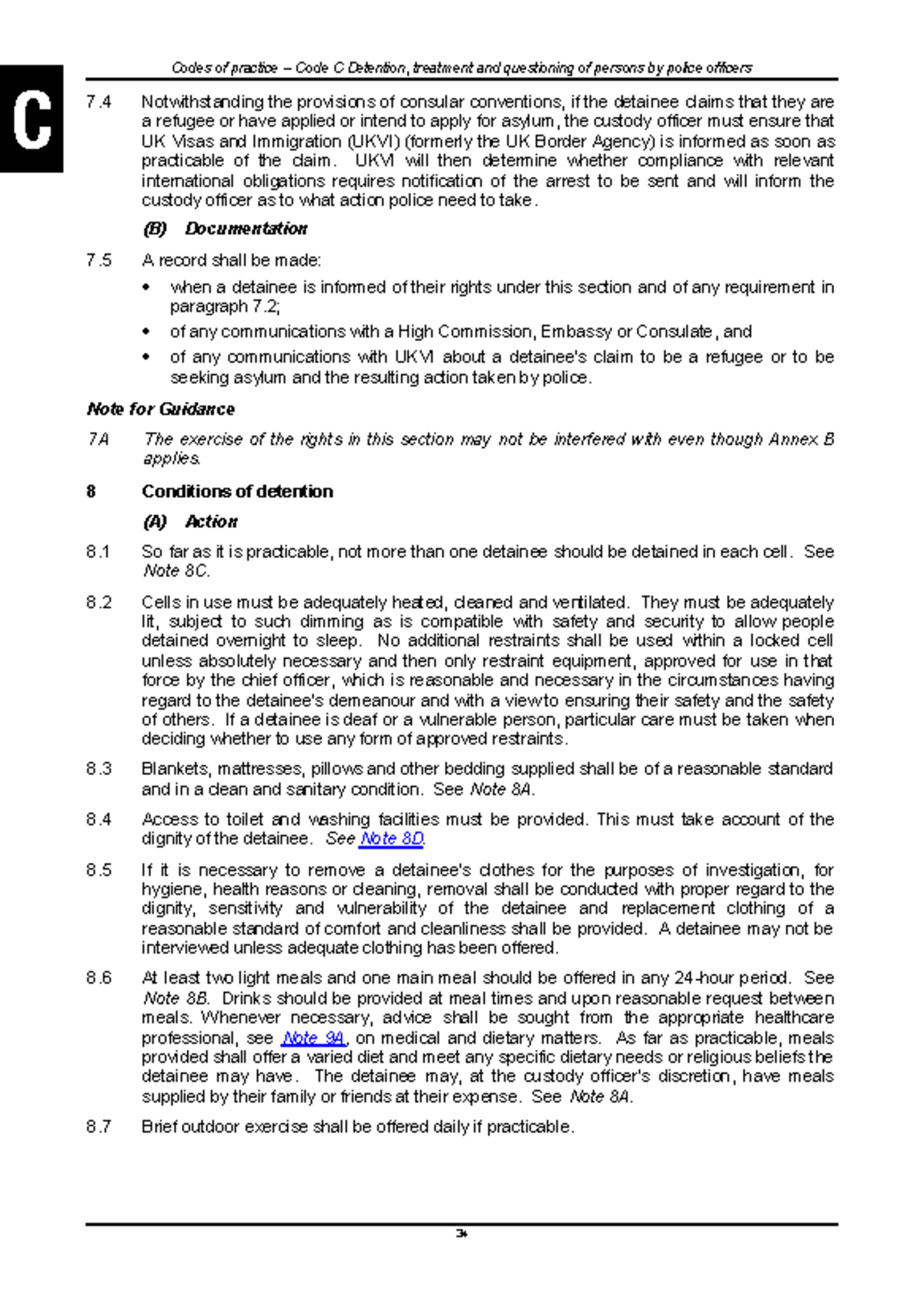 Pace Code C: Detention, Treatment & Questioning of Persons - Studocu