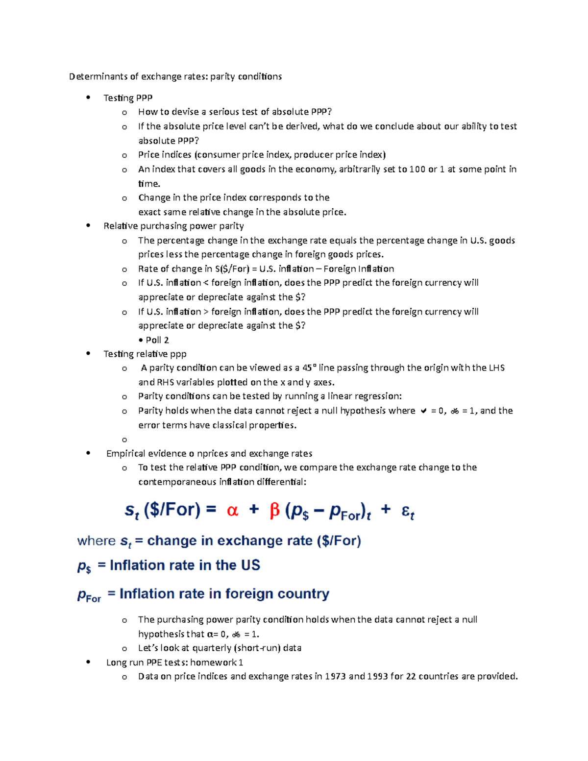 Lecture 4 - Determinants of Exchange Rates and Parity Conditions - Studocu