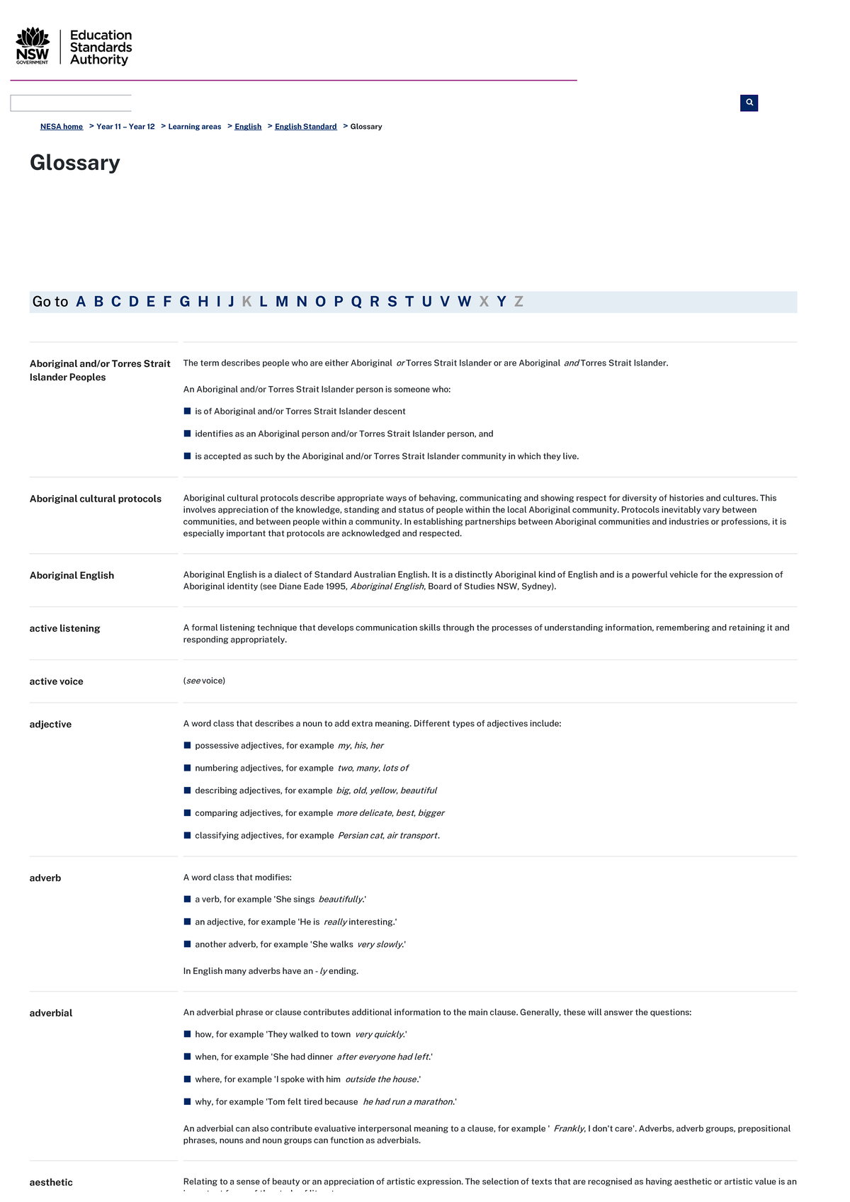 Glossary of Key Terms for English Standard (Year 11 & 12) - Studocu