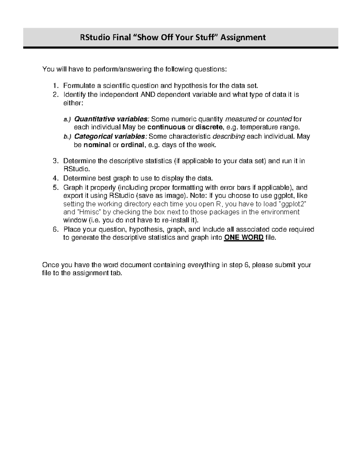Final Assignment 5 - Data Analysis & RStudio Graphing Guide - Studocu