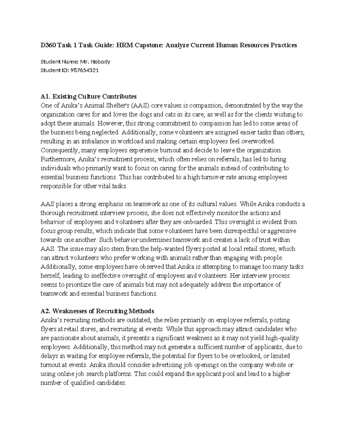 D360 Task 1 Guide: Analyzing HR Practices at AAS - Studocu