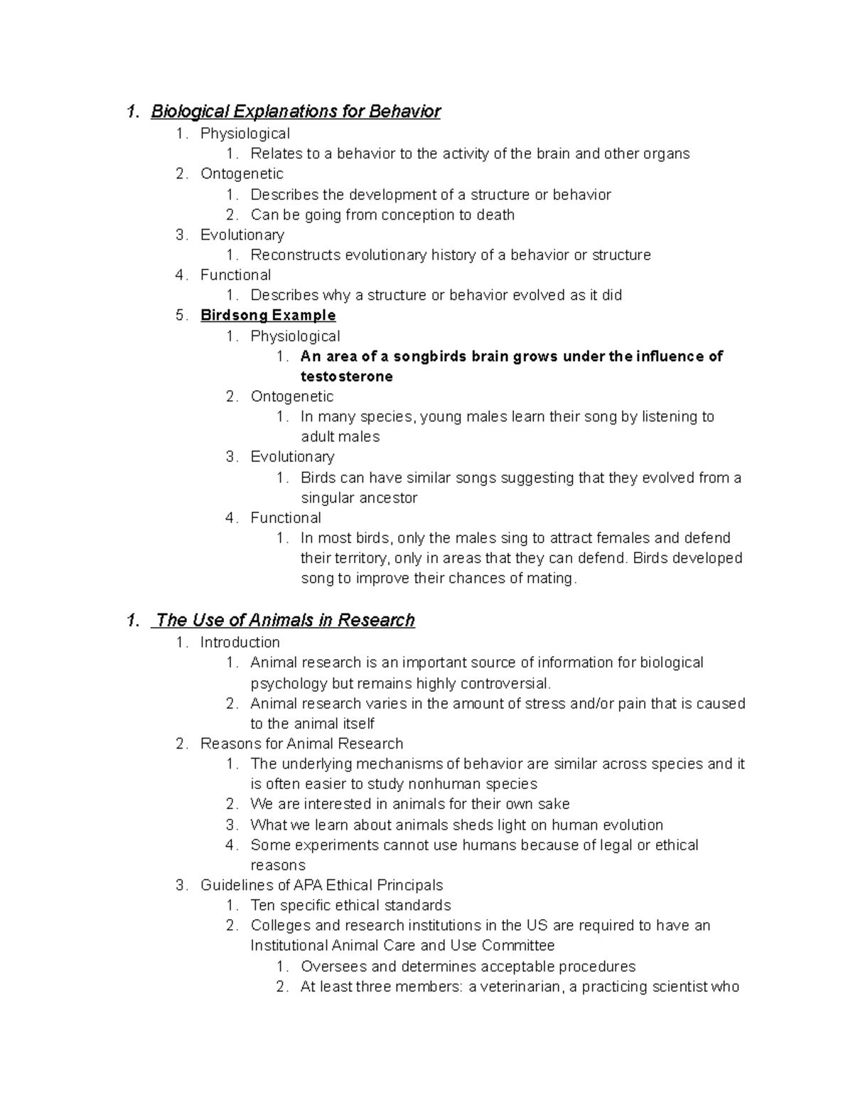 Lecture Two Major Issues III - 1. Biological Explanations for Behavior ...
