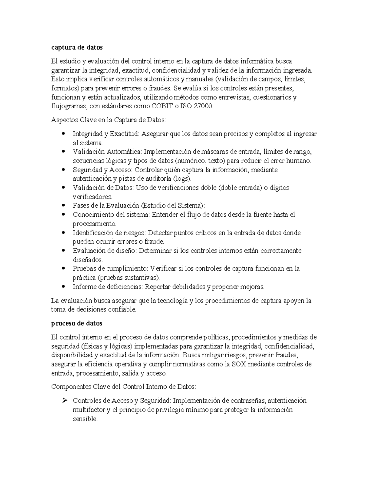 Estudio y Evaluación del Control Interno en Captura de Datos ...