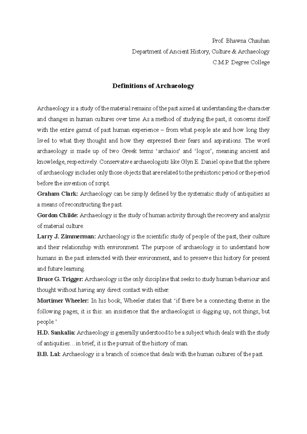 Definitions of Archaeology and Its Interdisciplinary Relations - Studocu