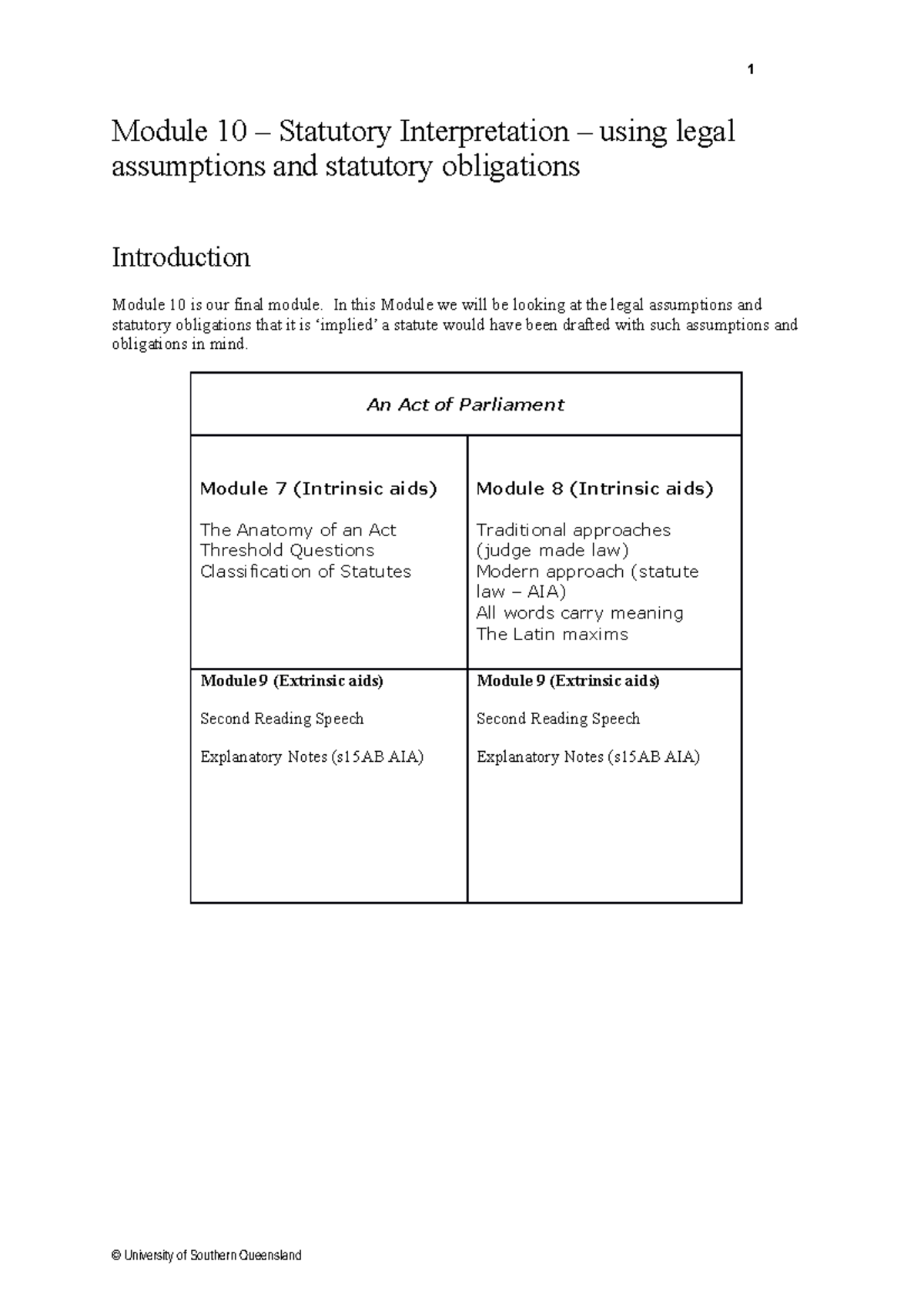 Module 10 Course Notes - Module 10 – Statutory Interpretation – using ...