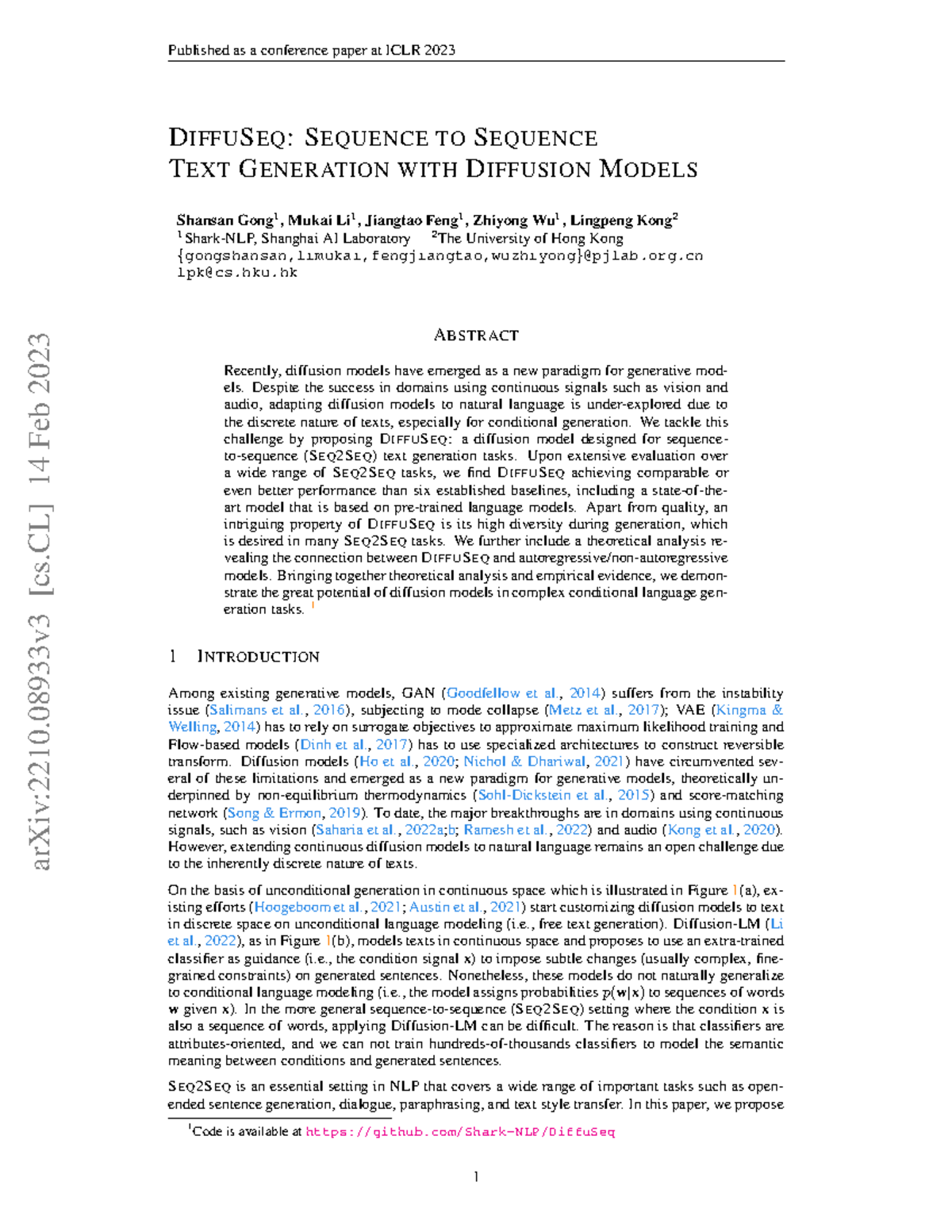 2210 - Exploring DIFFUSEQ: A Diffusion Model for SEQ2SEQ Text ...