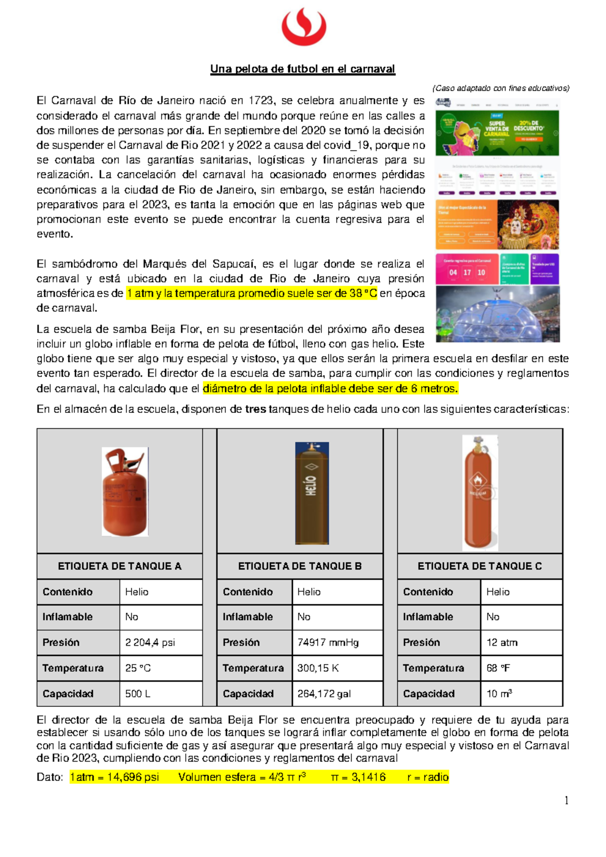 CE83 S03 Caso 3: Inflación de Globo para el Carnaval de Río 2023 - Studocu