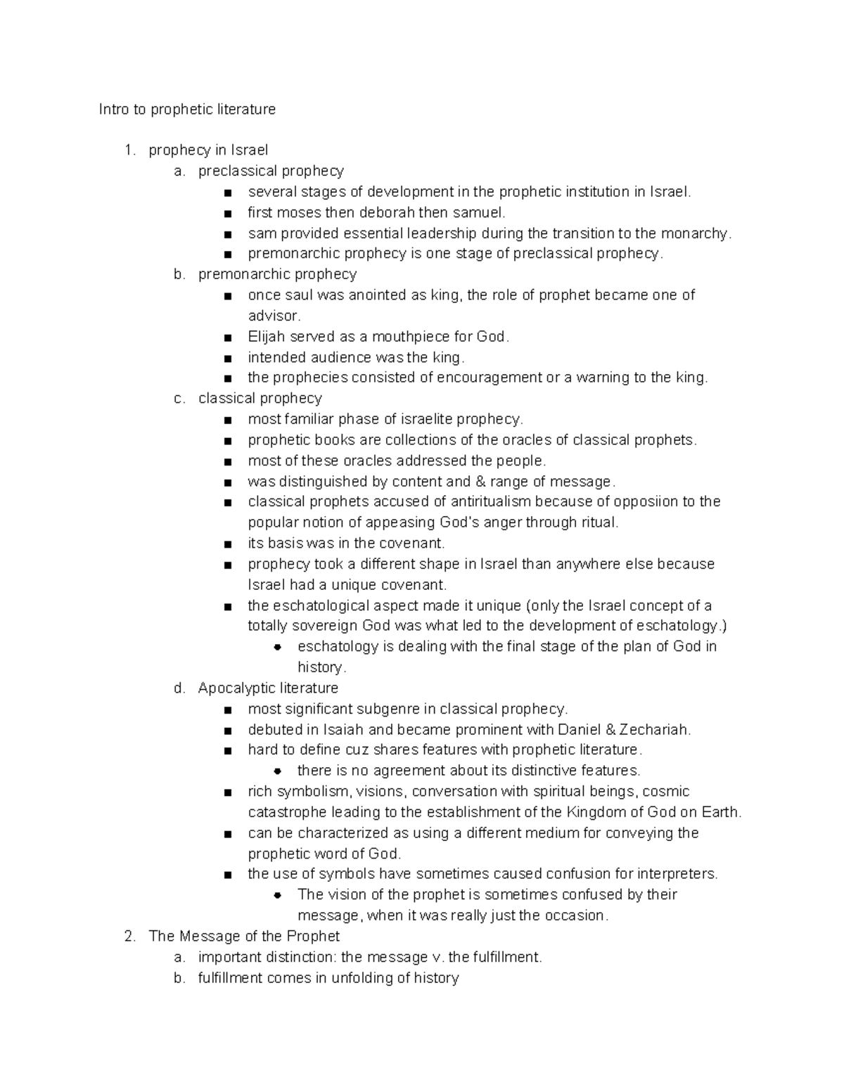 OT Due 3 - Lecture Notes on Prophetic Literature and Lamentations - Studocu