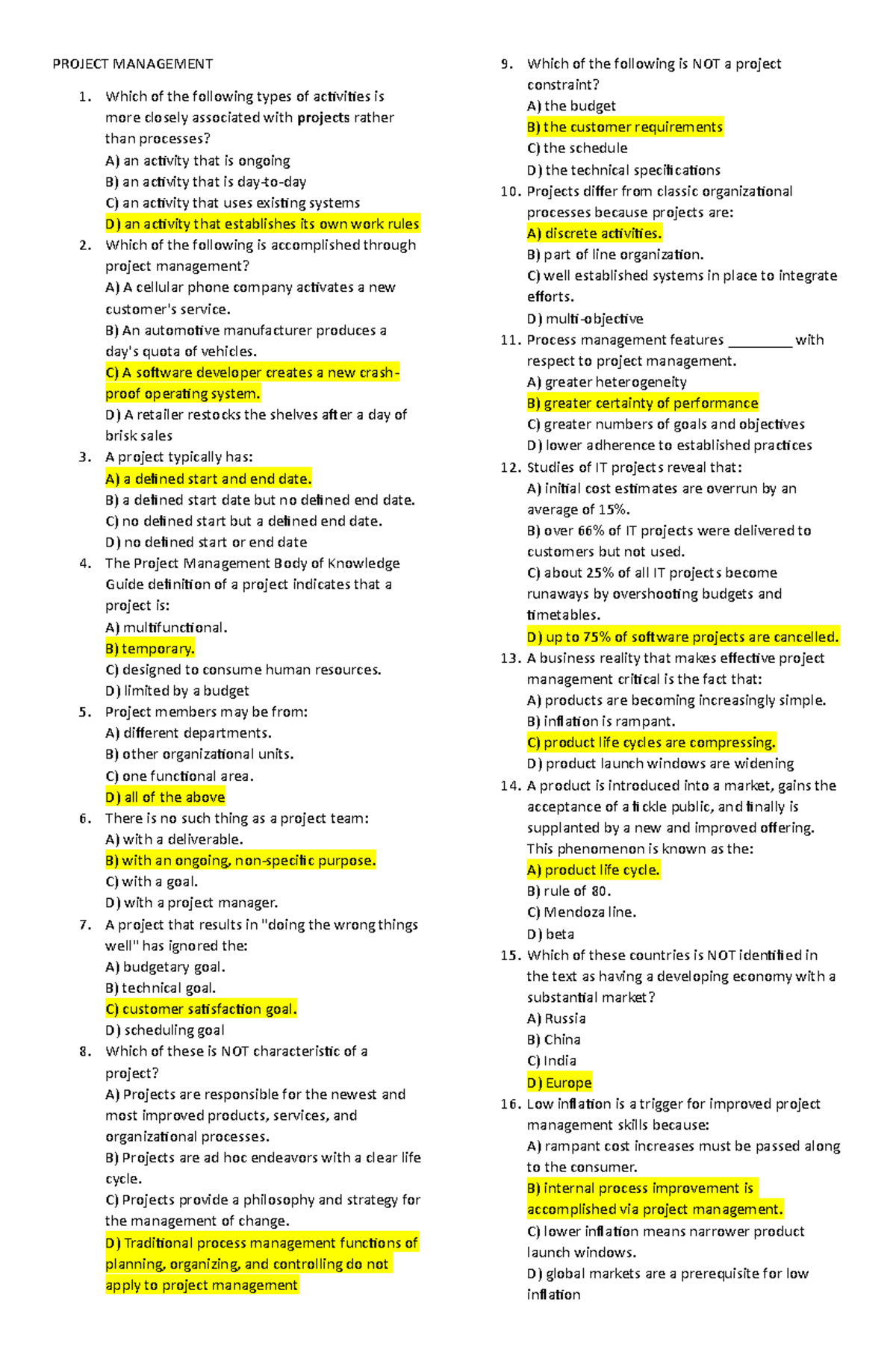 Project Management Concepts and Principles - Chapter 1 Overview - Studocu