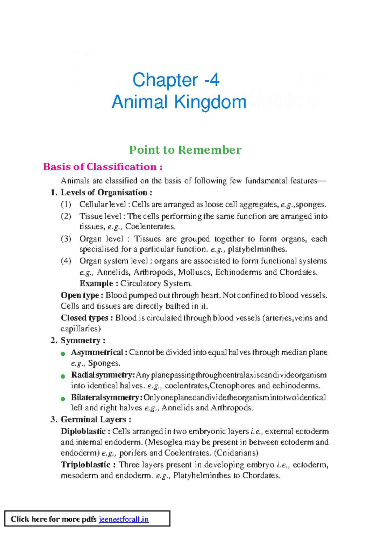 Chapter 4: Animal Kingdom Classification Essentials for Study - Studocu