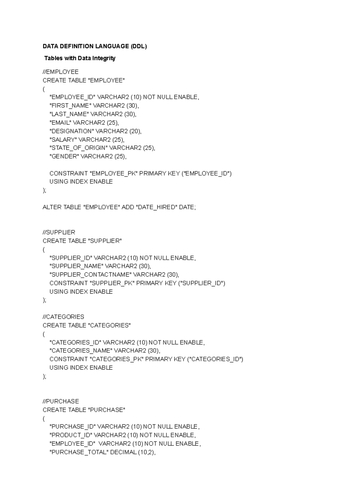 SQL Queries for Project DBMS: Inventory System Example (Final) - Studocu