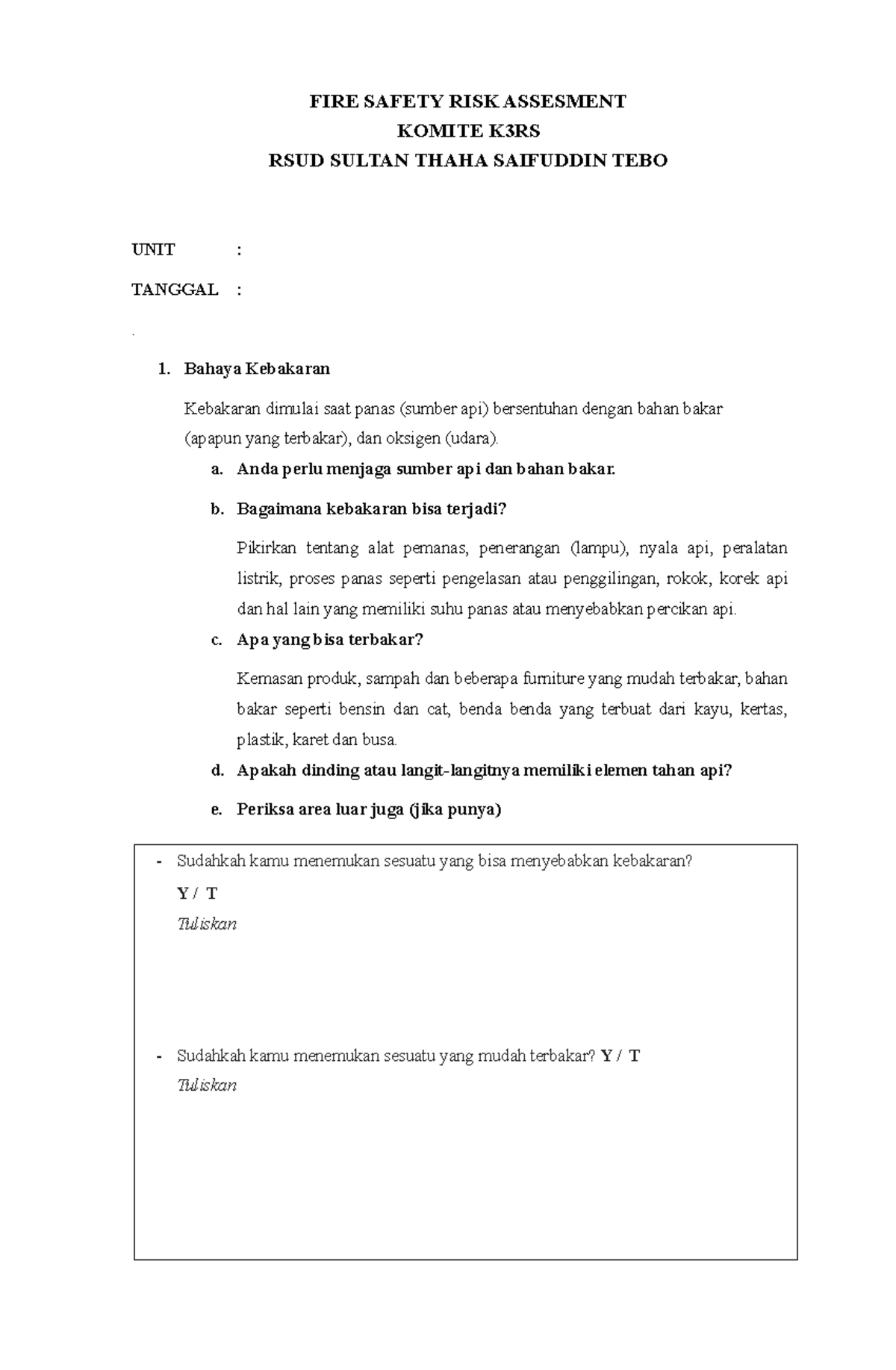 FSRA - Comprehensive Fire Safety Risk Assessment Guide - Studocu