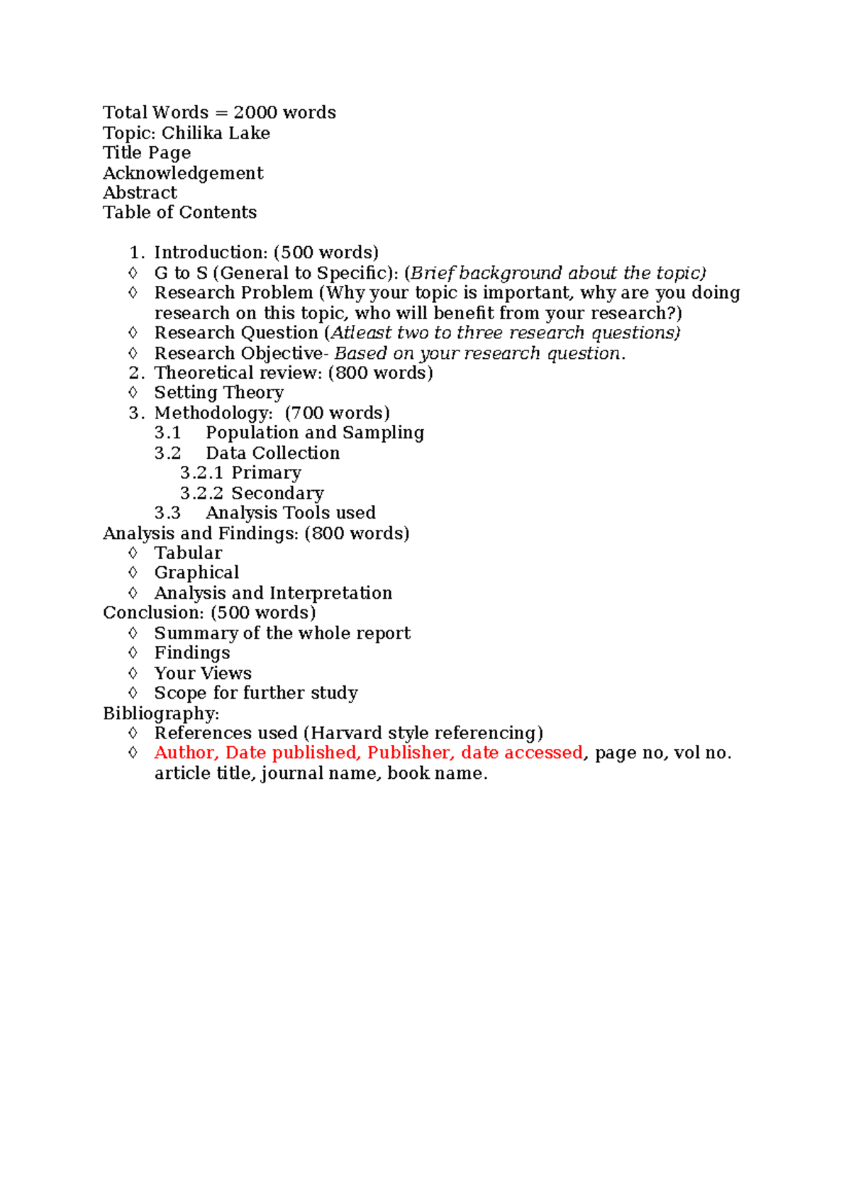 Chilika Lake - Project Notes (Research & Methodology) - Studocu