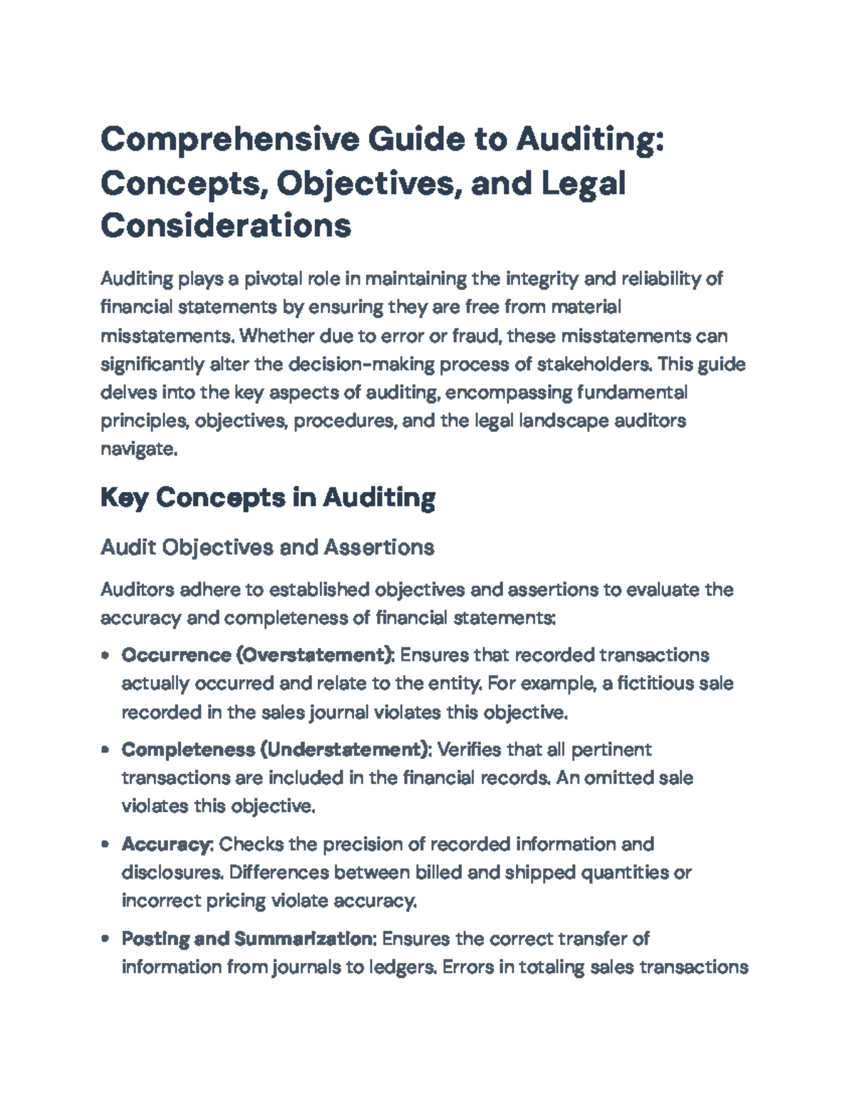 Comprehensive Guide to Auditing: Principles, Practices, and Liabilities ...