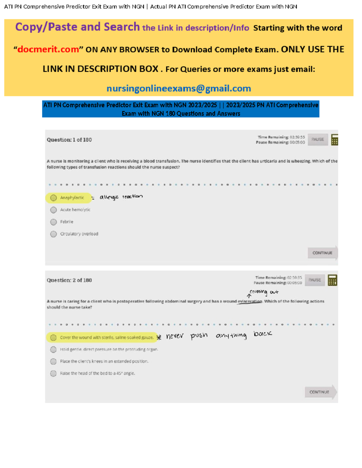 Comprehensive 180 Questions – ATI PN Predictor Exit Exam with NGN 2023 ...