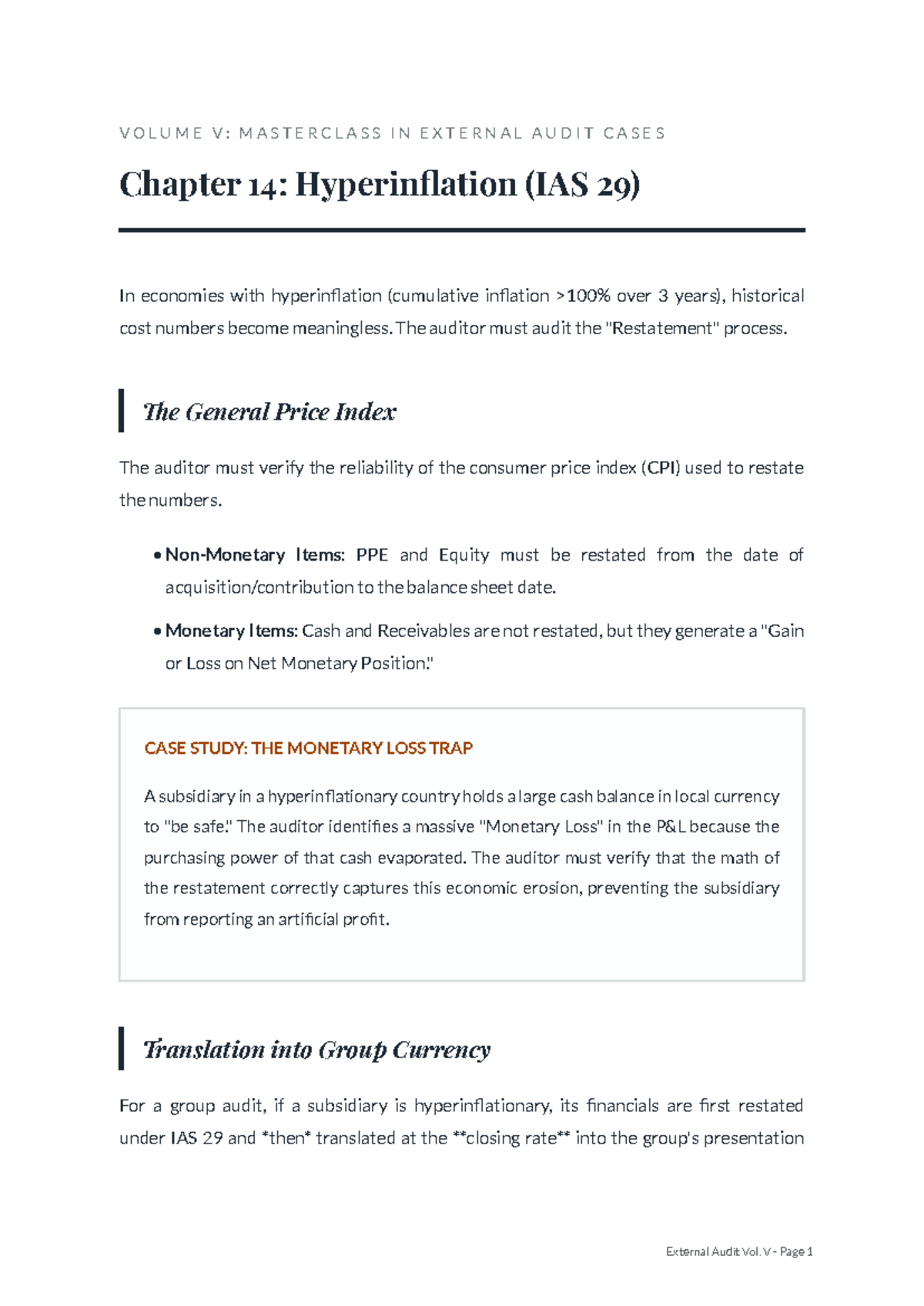 External Audit Vol. V: Ch. 14 Hyperinflation (IAS 29) Insights - Studocu