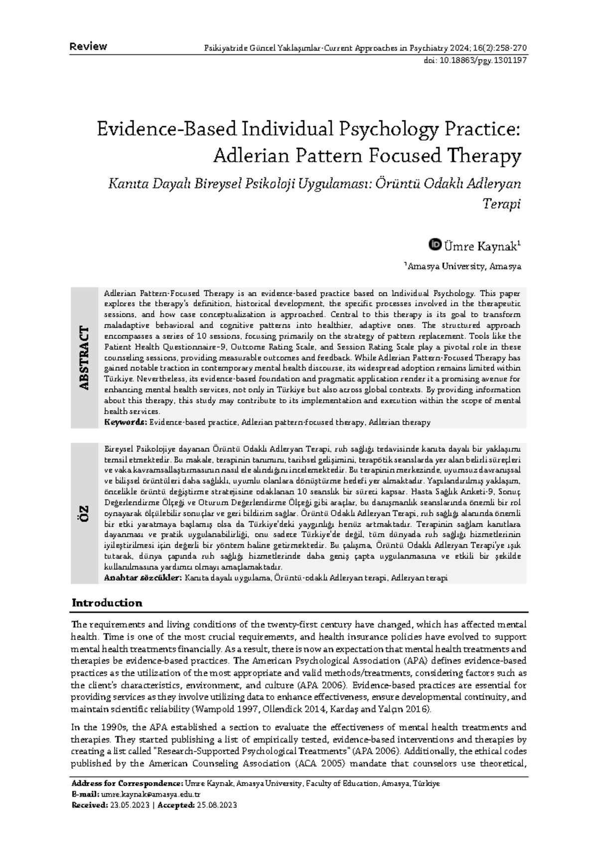 Adlerian Pattern-Focused Therapy: Evidence-Based Practices and Case ...