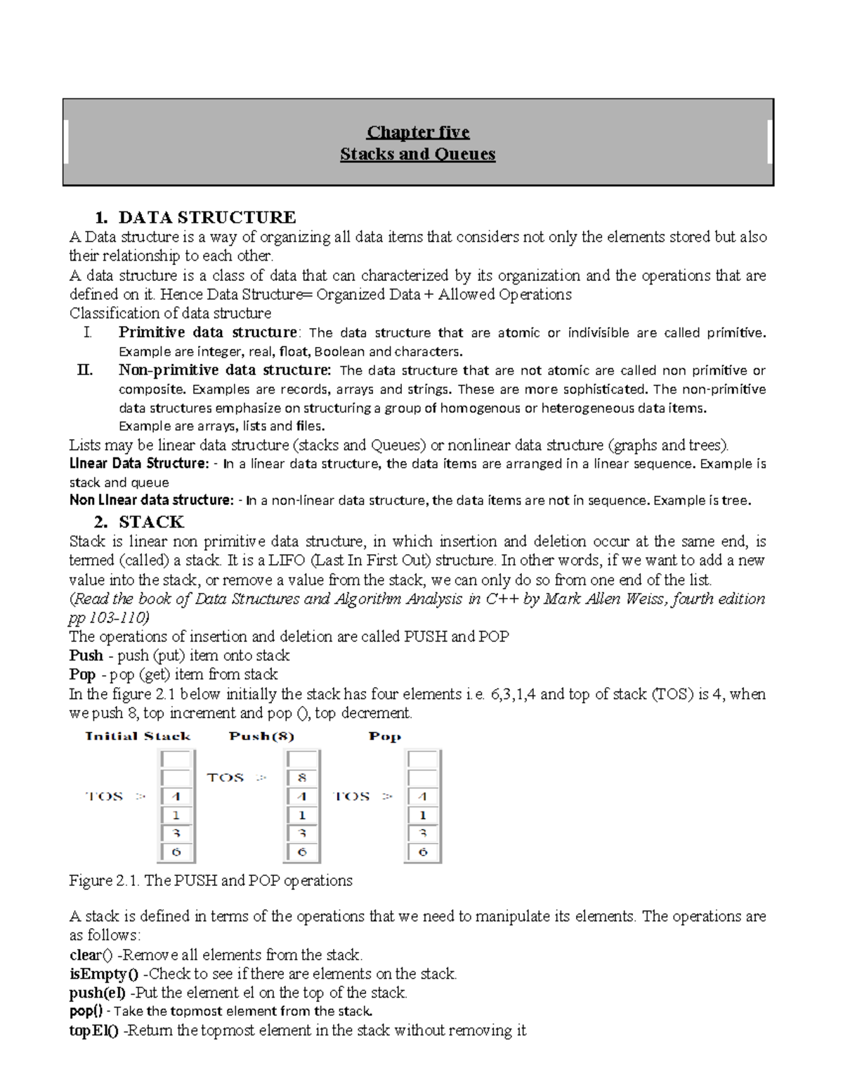 Chapter 5: Stacks and Queues in Data Structures - Studocu