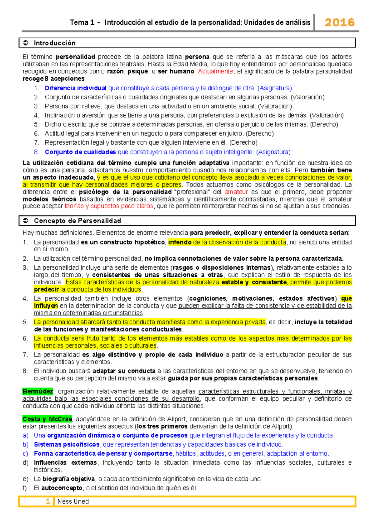 Tema 1 Introducción al estudio de la personalidad - Tema 1 ...