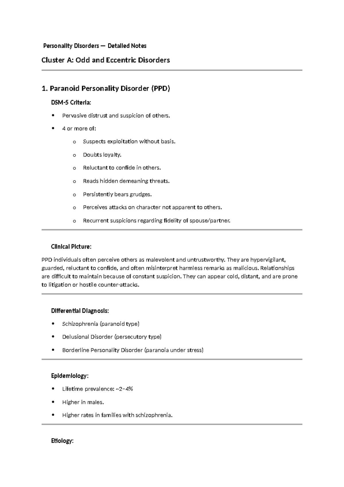 Module 5: Comprehensive Overview of Personality Disorders - Studocu