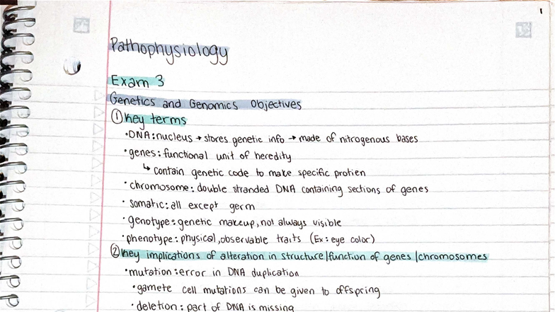 Final Exam Study Guide: Pathophys Exam 3 - Genetics & Genomics - Studocu
