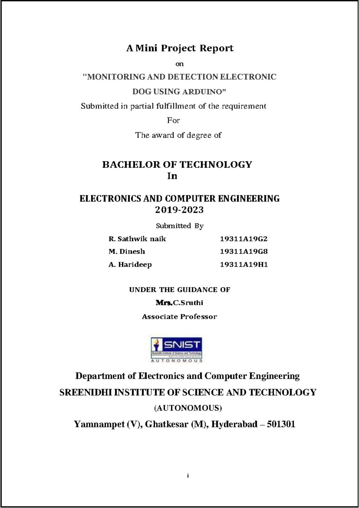 Mini project g2 - i A Mini Project Report on 