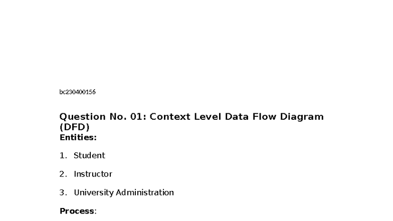 CS403 Assignment: DFD & ERD for Course Registration System - Studocu