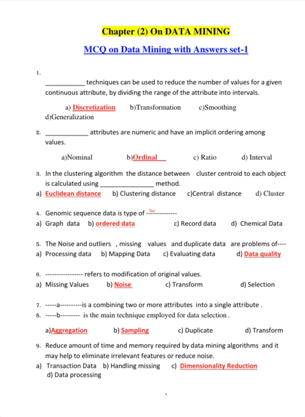 DM-MCQ Study Questions and Answers for Exam Preparation - Studocu