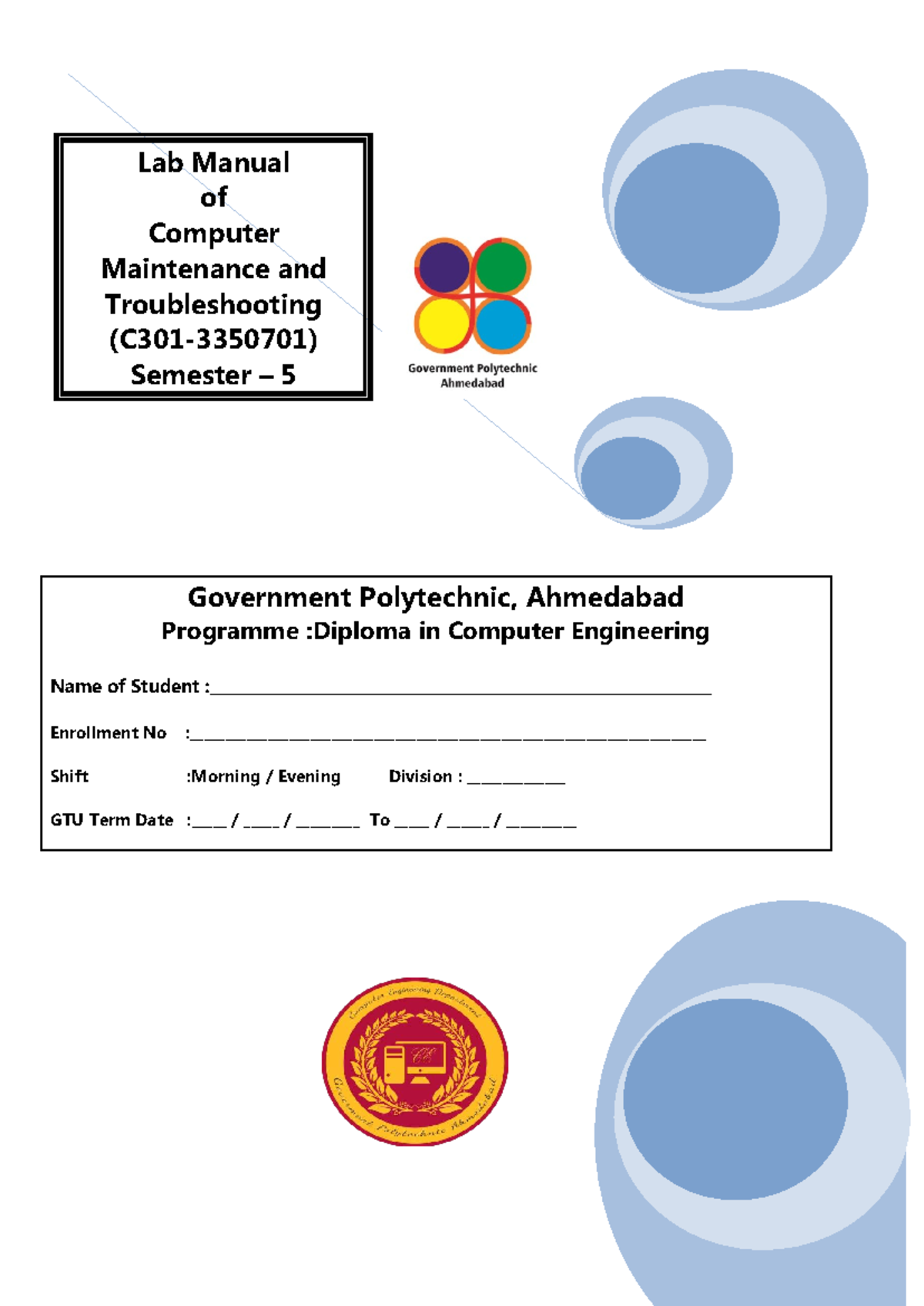 Lab Manual: Computer Maintenance & Troubleshooting (C301) - Studocu