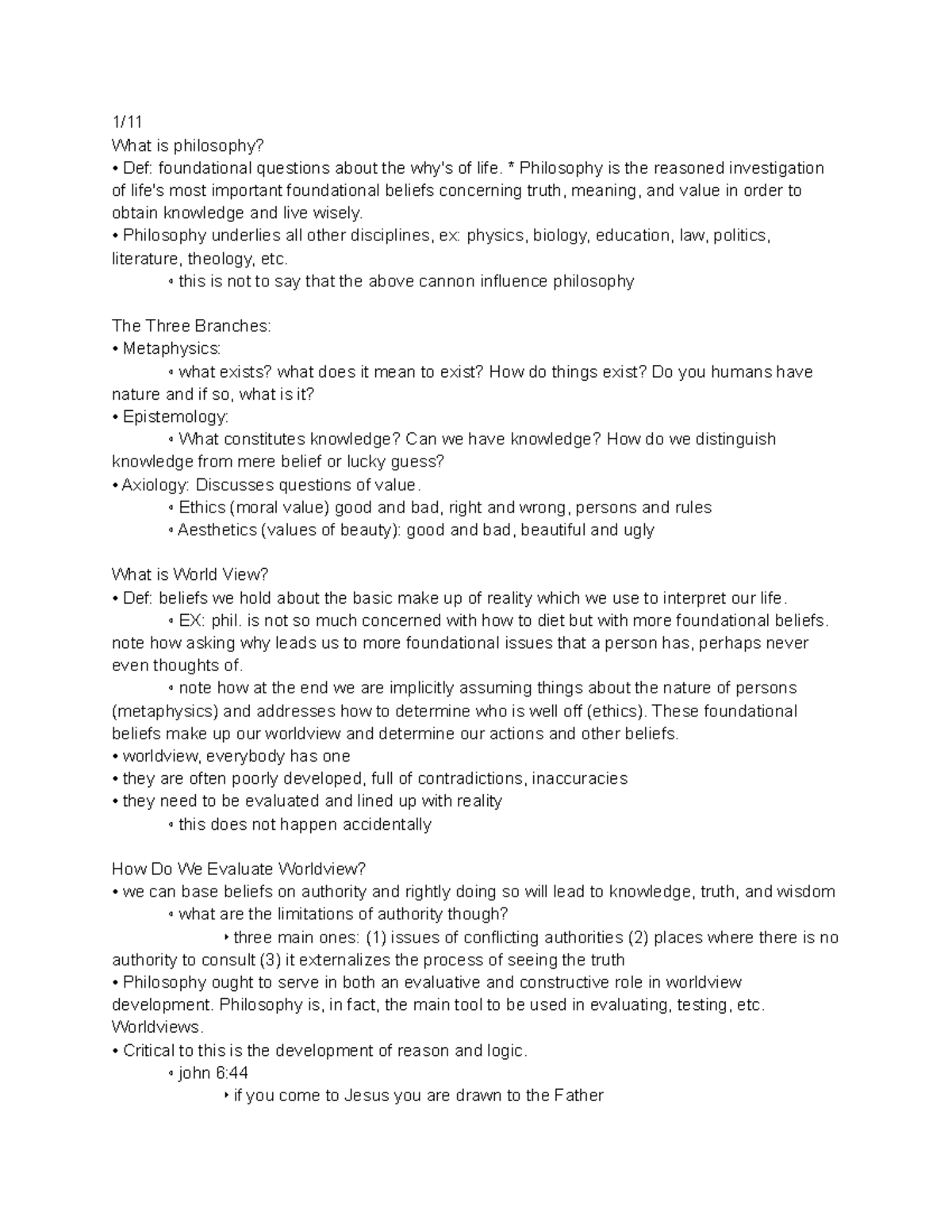 PHIL 201 Lecture Notes: Exploring Philosophy and Worldviews - Studocu