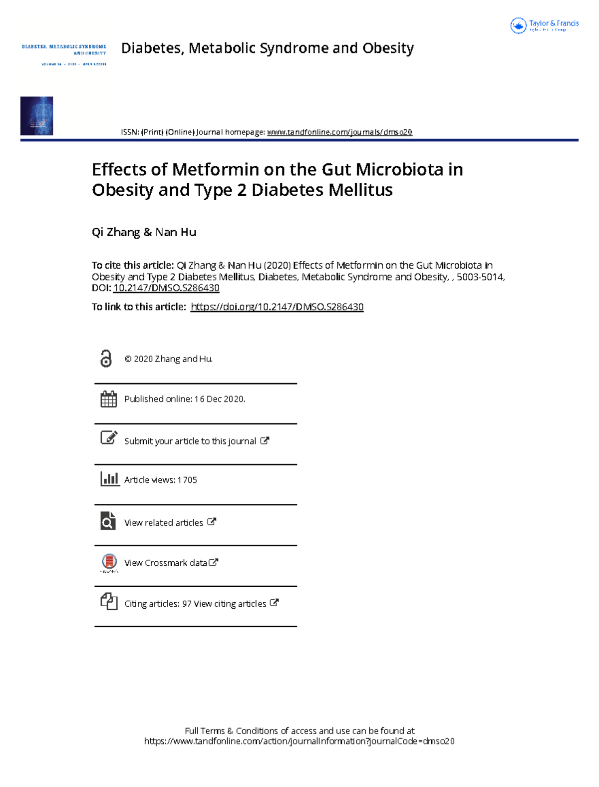 Effects of Metformin on Gut Microbiota in Obesity & T2DM (DMSO, 2020 ...