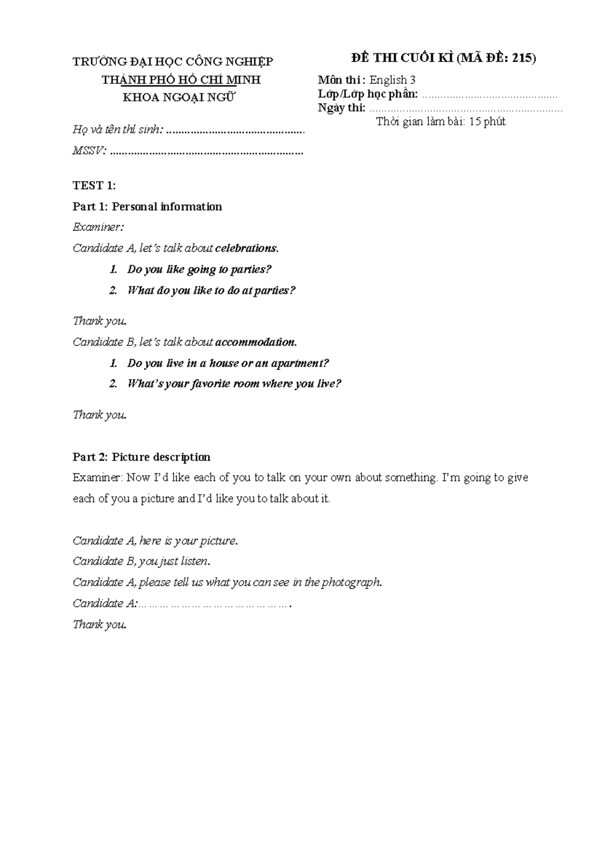 AV3 U2 Speaking Part 3 Sample - ENGLISH 3 UNIT 2: MAKING CHOICES ...