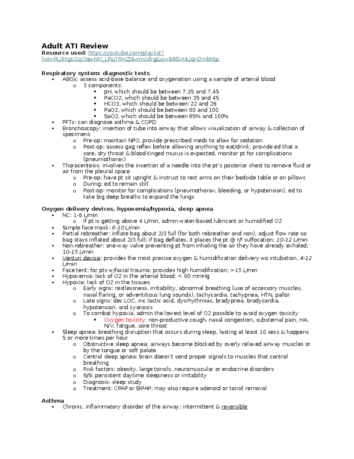 ATI Adult Review - notes - Adult ATI Review Resource used: youtube ...