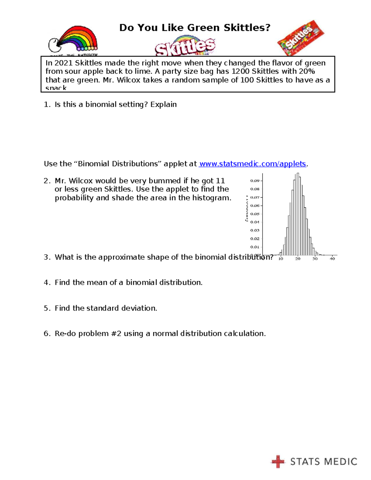 Bell Ringer Review: Chapter 6 - Green Skittles Probability Analysis ...