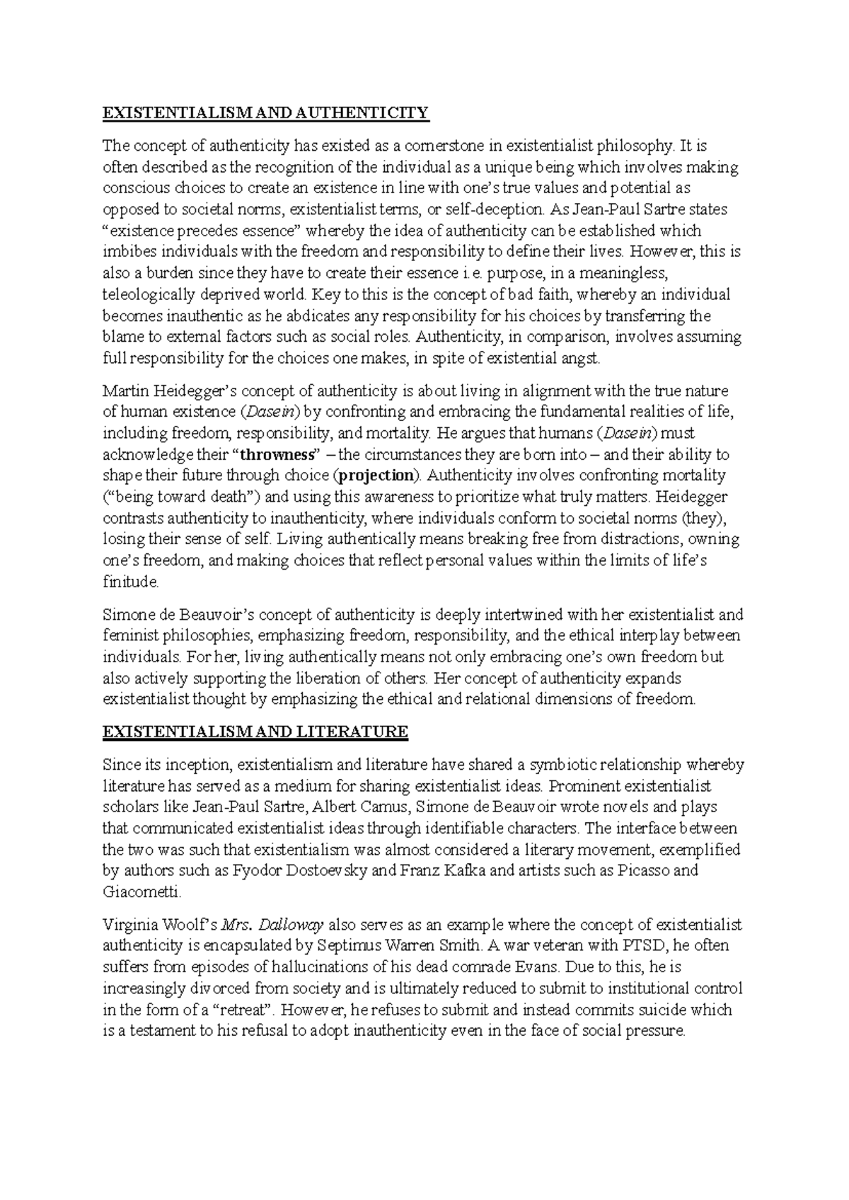 Existentialism AND Authenticity - EXISTENTIALISM AND AUTHENTICITY The ...