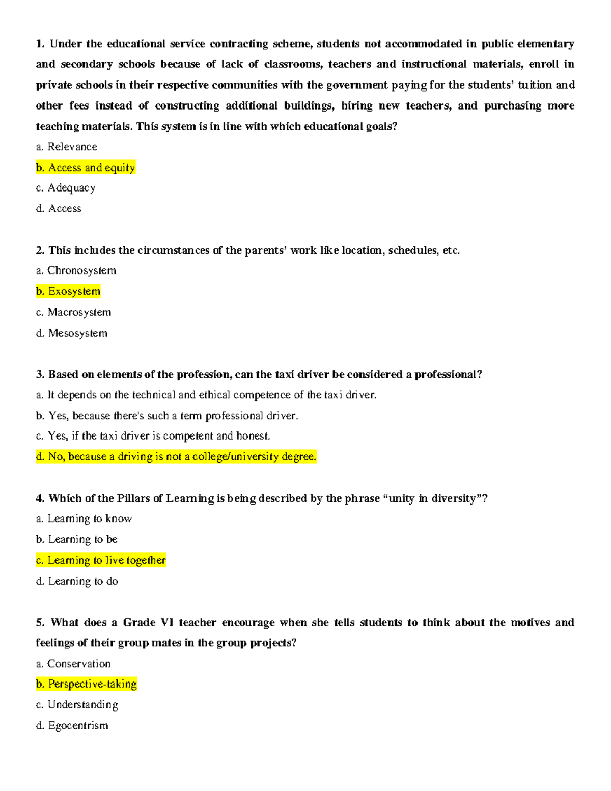 LET REVIEWER 2023: Educational Goals & Learning Pillars Insights - Studocu