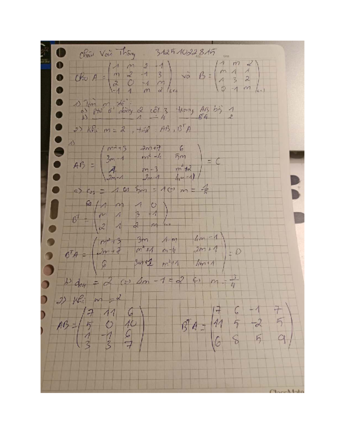 BT 31251022815 - Advanced Matrix Calculations and Solutions - Studocu
