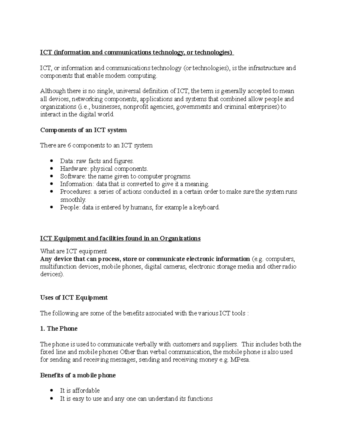 CIS 101: Introduction to ICT - Components and Applications Explained ...