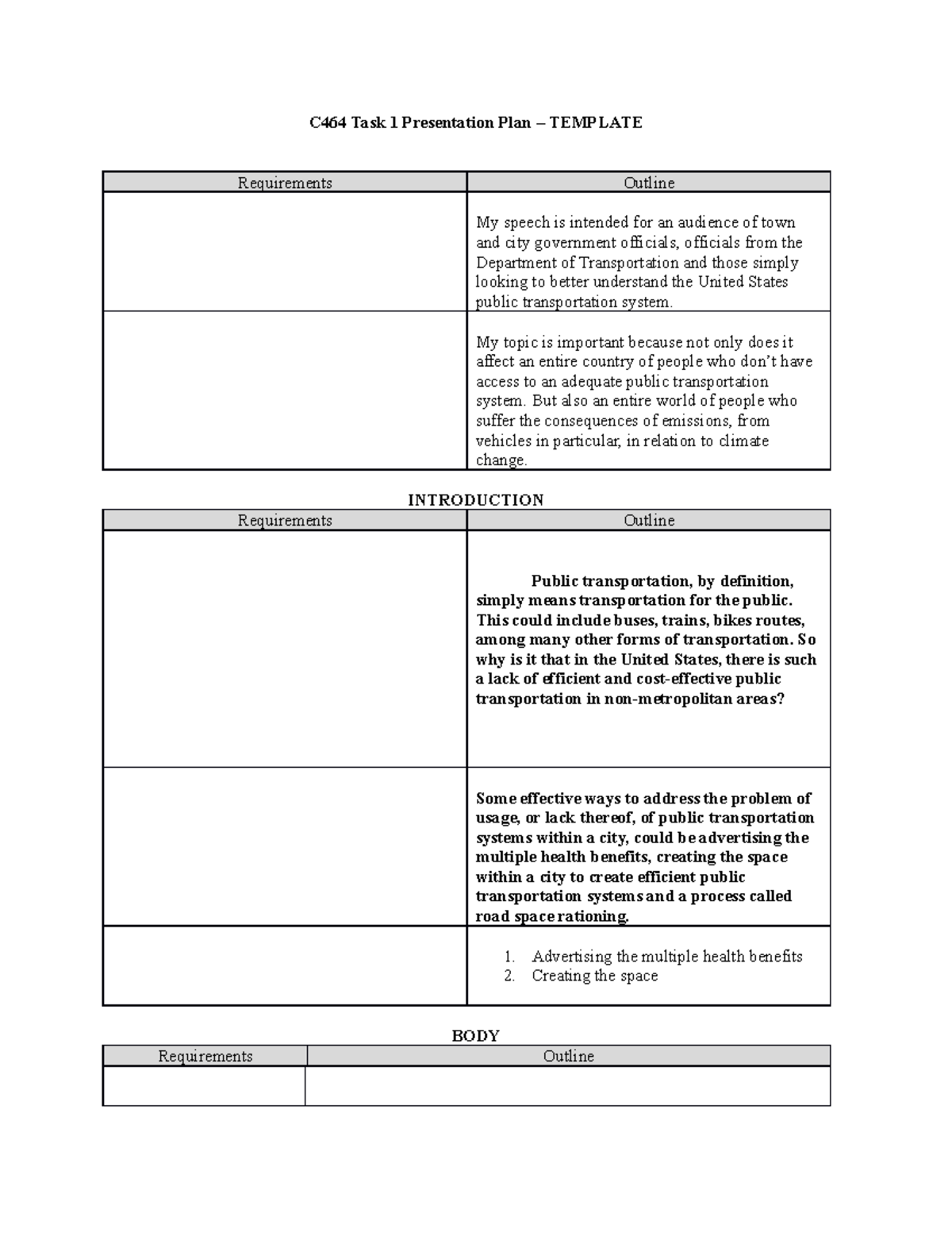Communications Presentation Plan Template - C464 Task 1 Presentation ...