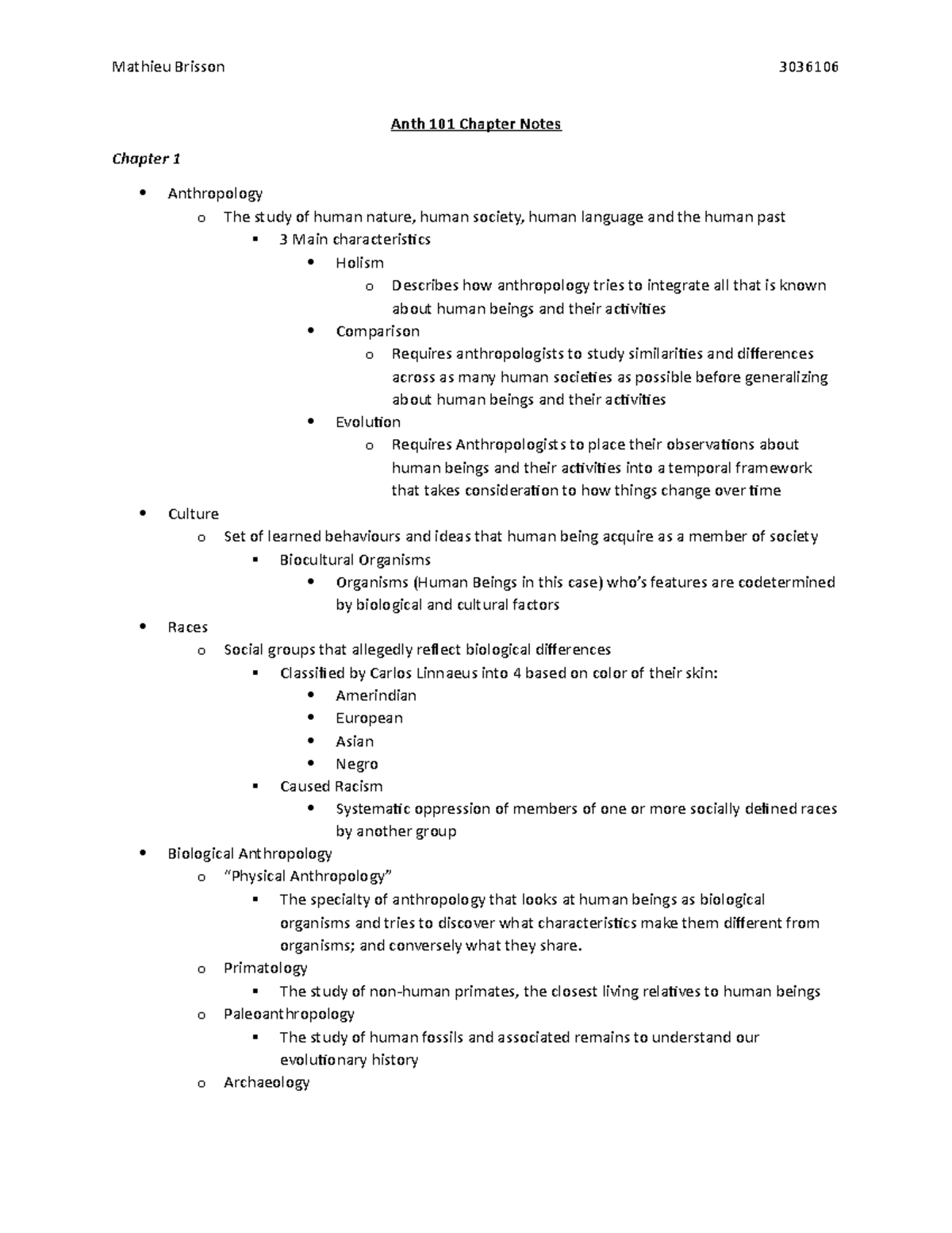 Anth 101 Chapter Notes - Key Concepts & Insights - Studocu