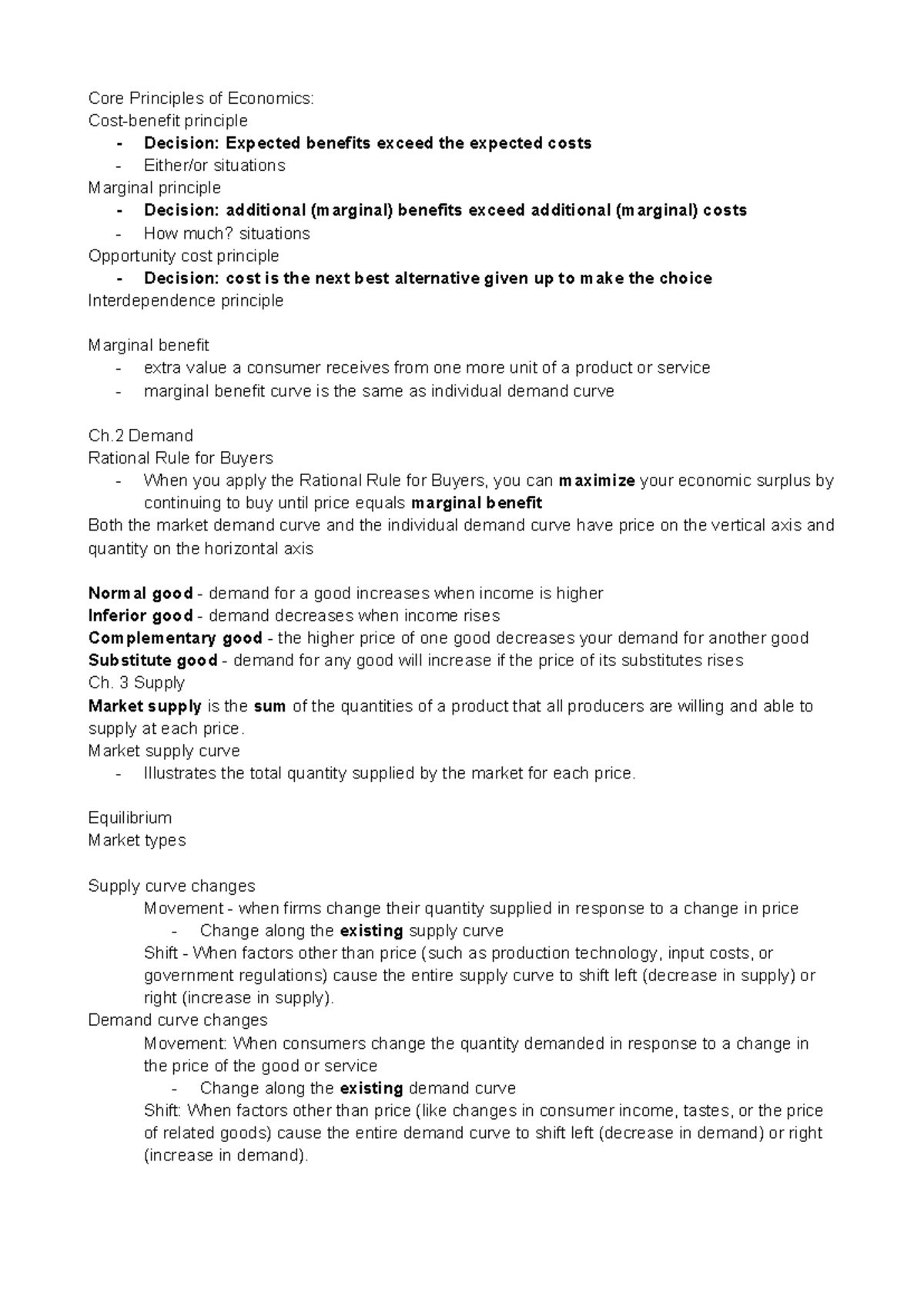 ECON 101 - Core Principles of Economics Study Notes - Studocu