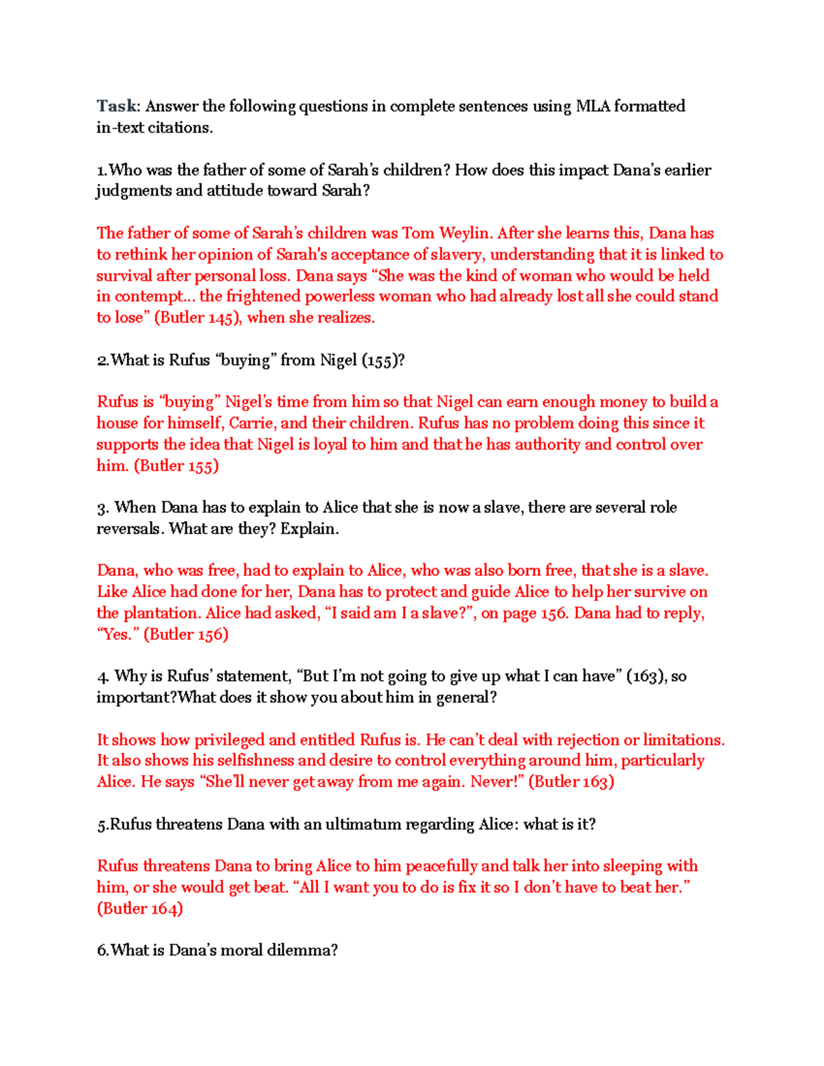 The Fight Parts 9-16 - Questions - Task: Answer the following questions ...
