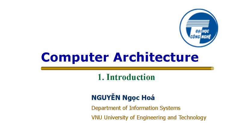 Computer Architecture 1: Introduction to Concepts and Structures - Studocu