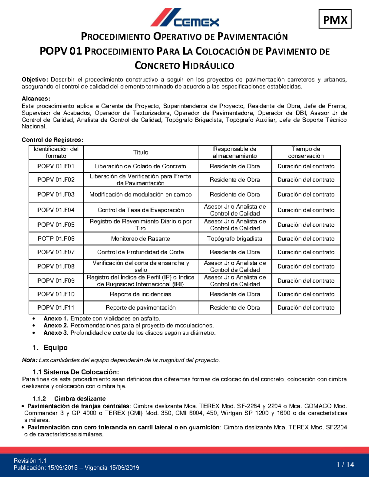 PMX POPV 01 Procedimiento para la Colocación de Pavimento de Concreto ...