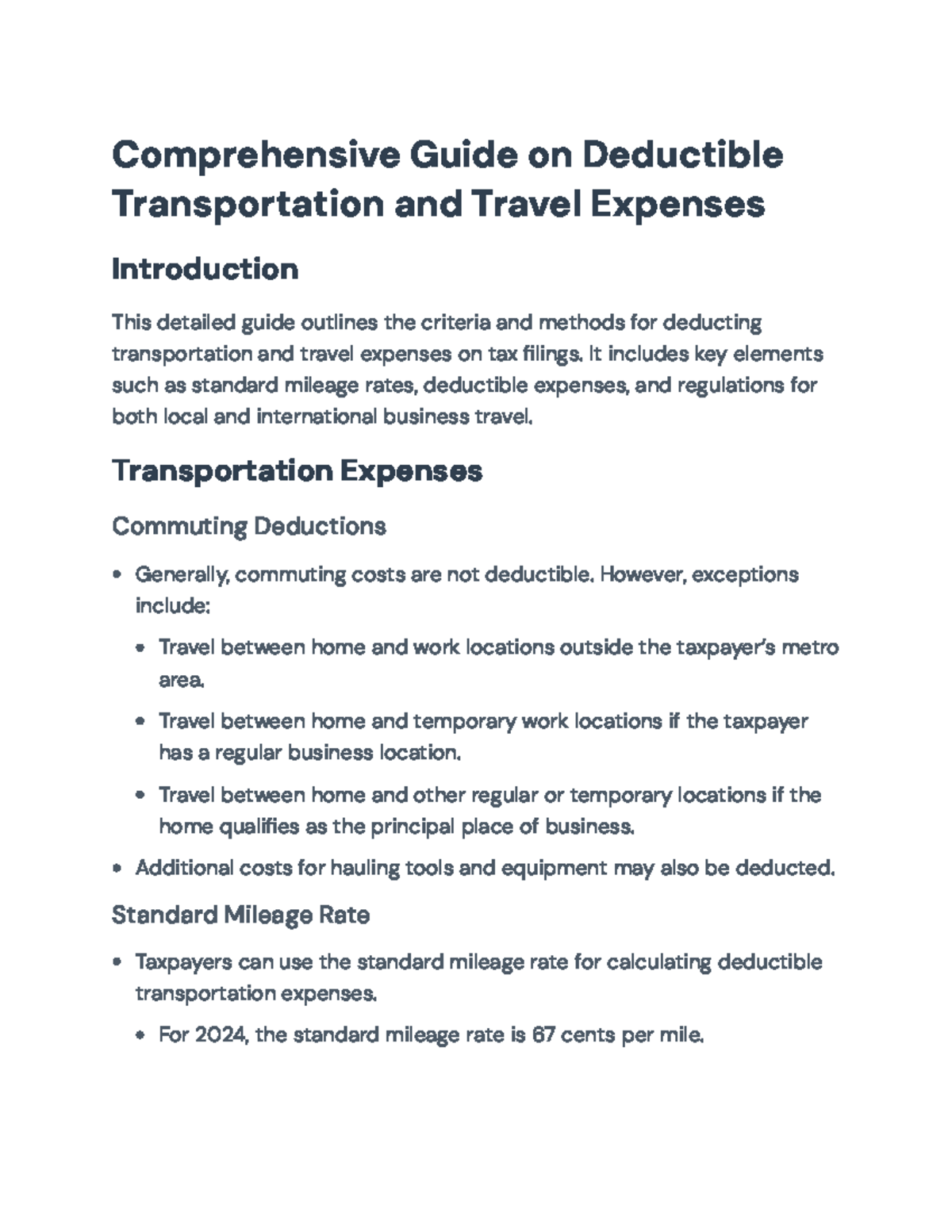 Comprehensive Guide on Tax-Deductible Transportation & Travel Expenses ...