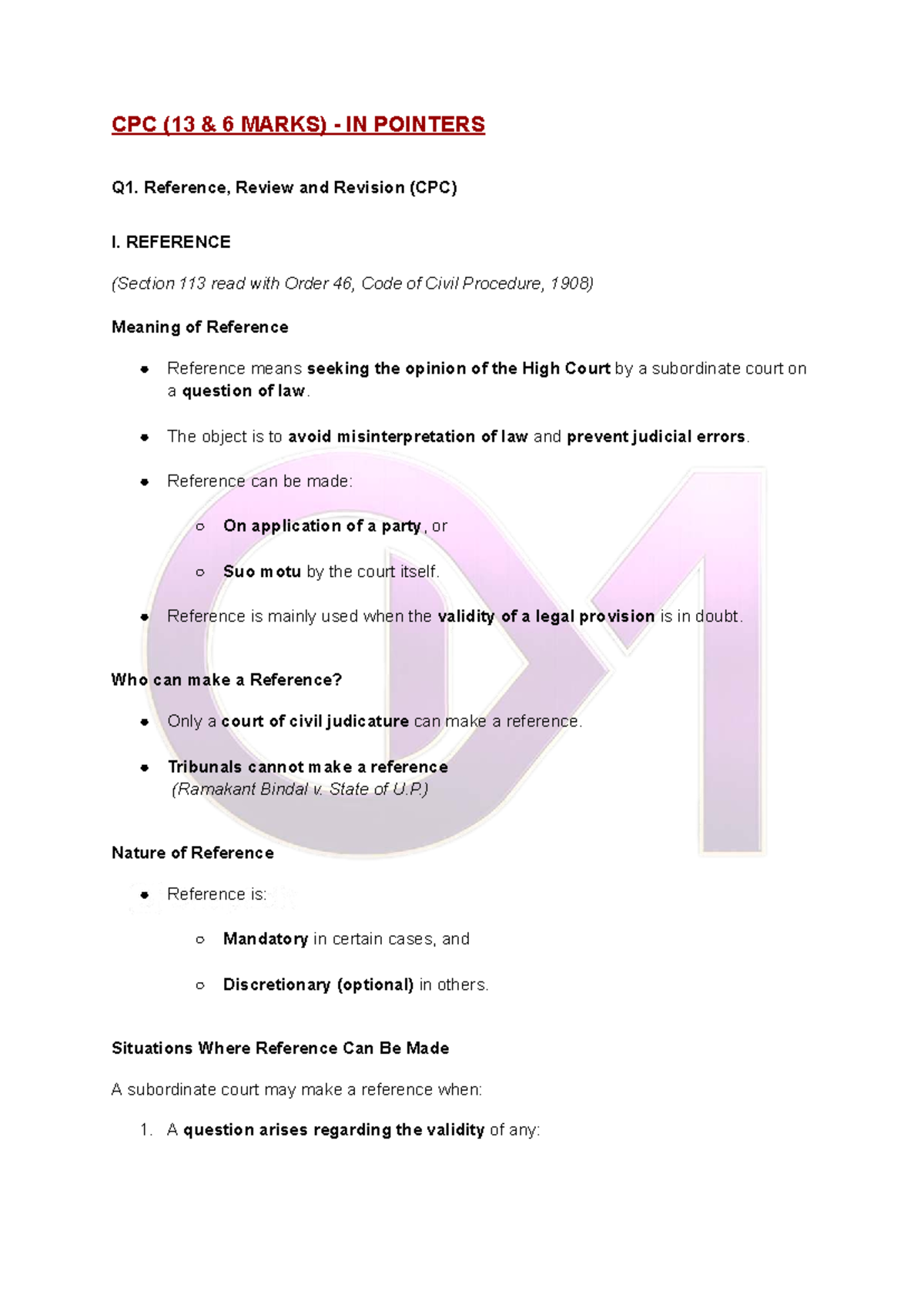 CPC (13 & 6 Marks) - Key Concepts in Reference, Review, and Arrest ...