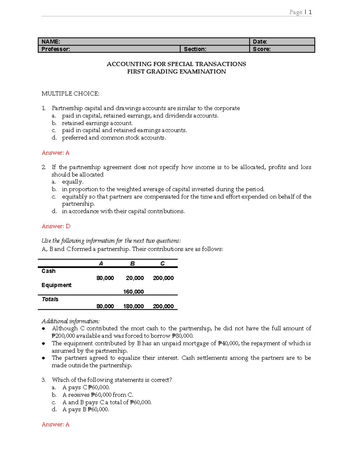 ACC 1 10 P 1 Final Exam Notes on Special Transactions - Studocu